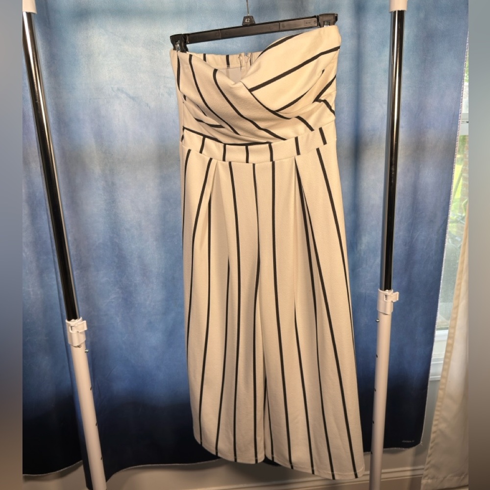 Striped Strapless Jumpsuit